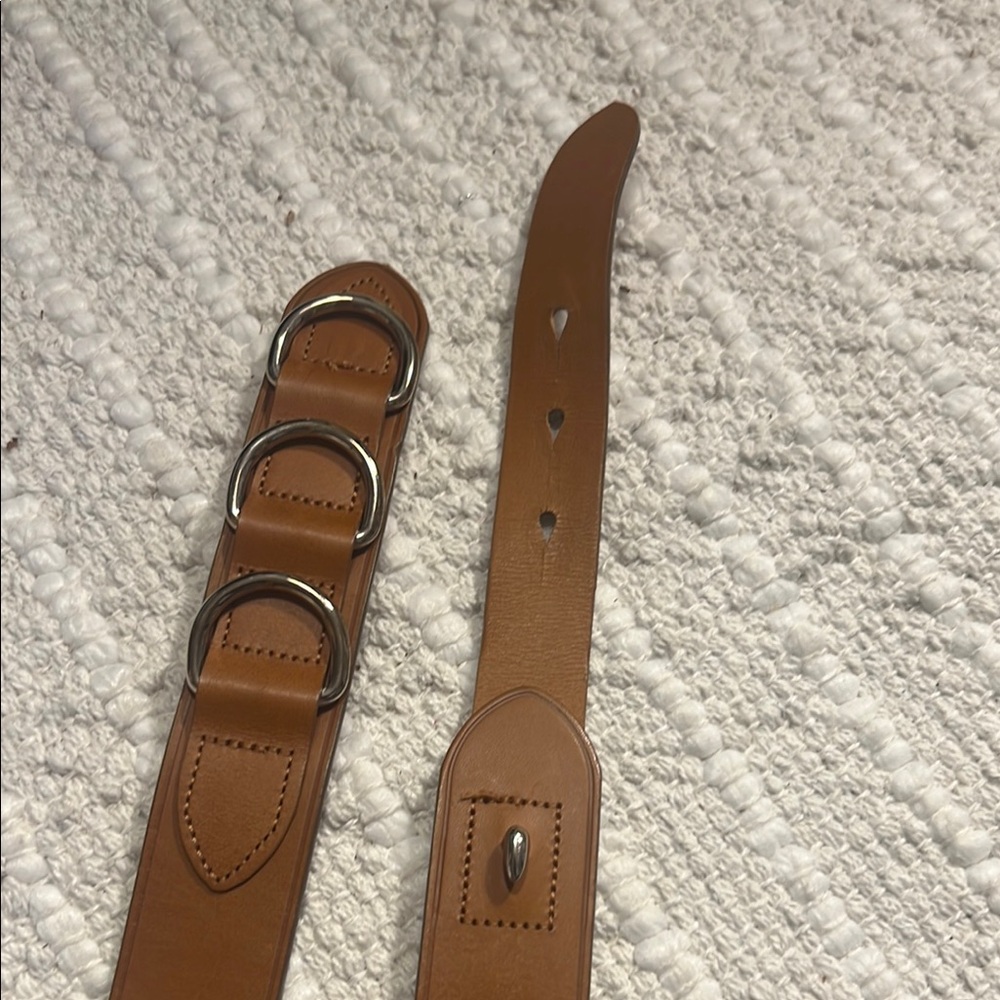Asprey Genuine Calf Brown Leather Belt with Silver Accents Made In Italy - Picture 4 of 6